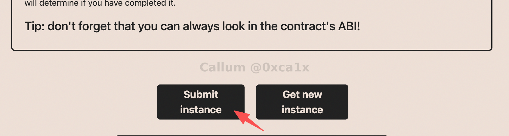 Ethernaut instance action buttons