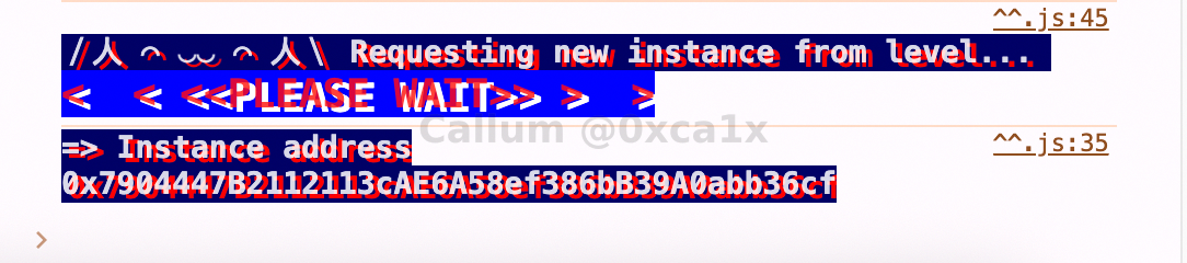 Ethernaut instance request output