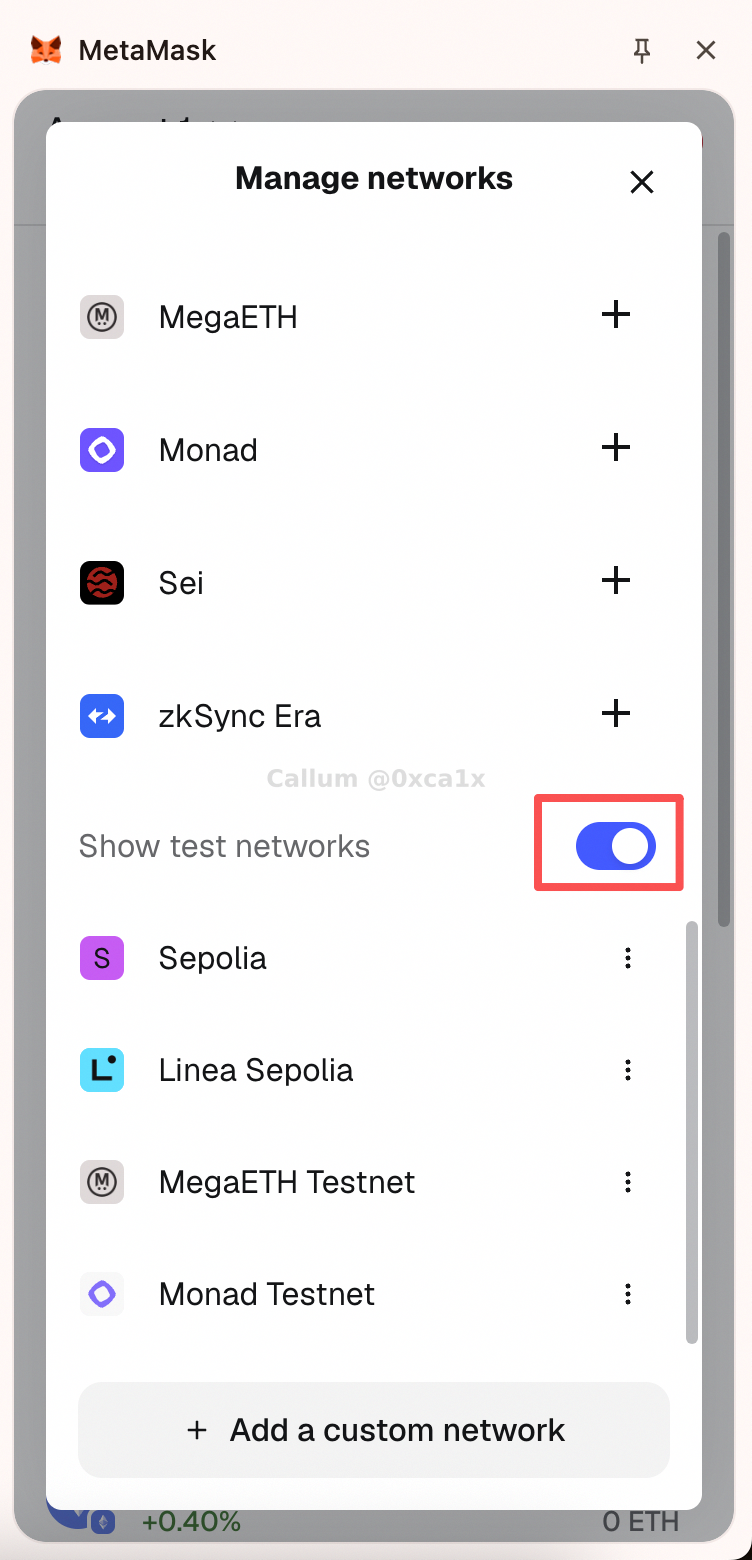 MetaMask manage networks