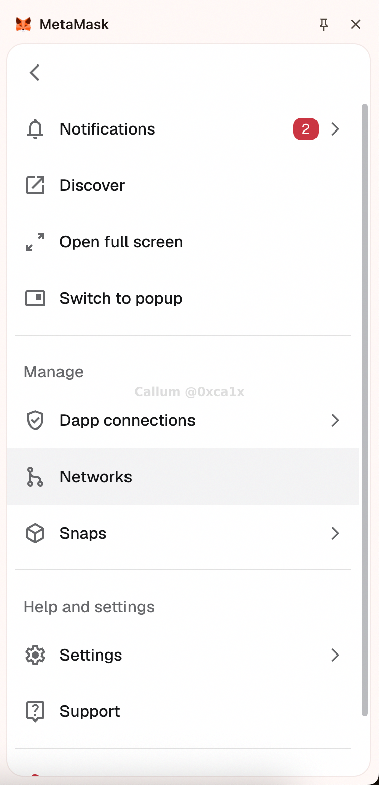 MetaMask open settings